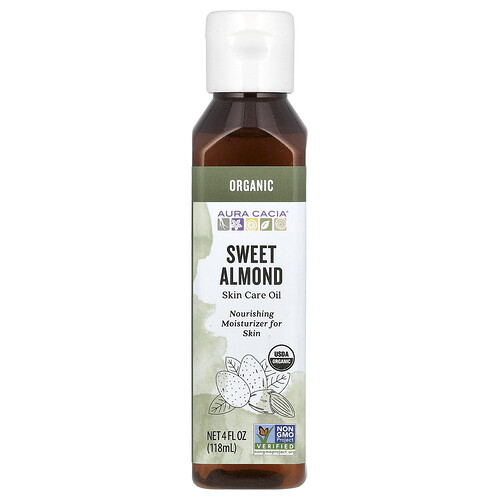 Aura Cacia, Organic, Skin Care Oil, Sweet Almond, 4 fl oz (118 ml)