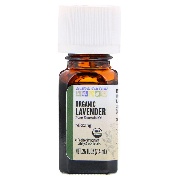 Aura Cacia, Pure Essential Oil, Organic Lavender, .25 fl oz (7.4 ml)