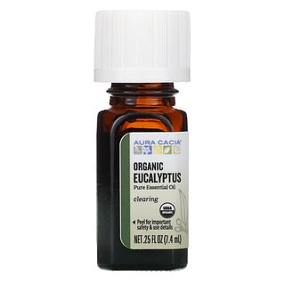 Aura Cacia, Aceite esencial puro, Eucalipto orgánico, 7,4 ml (0,25 oz. líq.)