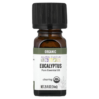 Aura Cacia, Ulei esențial pur, eucalipt organic, 0,25 fl oz (7,4 ml)