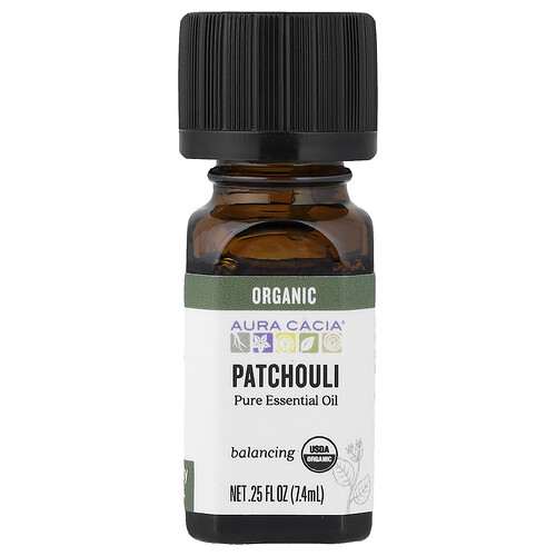 Aura Cacia, Pure Essential Oil, Organic Patchouli, 0.25 fl oz (7.4 ml)