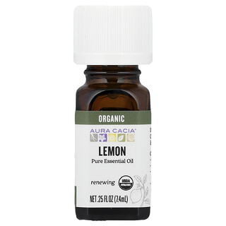 Aura Cacia, Pure Essential Oil, Organic Lemon, 0.25 fl oz (7.4 ml)