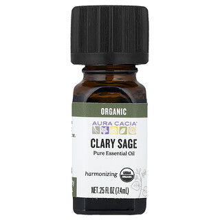 Aura Cacia, Pure Essential Oil, Organic Clary Sage, 0.25 fl oz (7.4 ml)