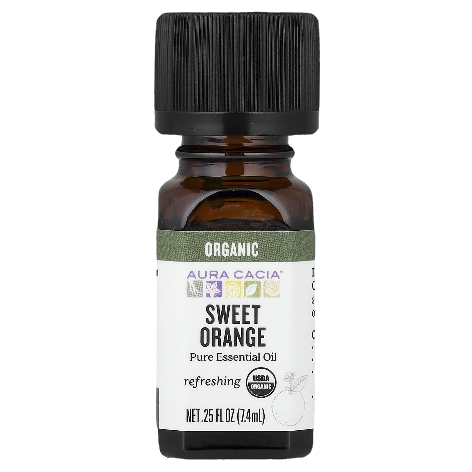 Aura Cacia (아우라 카시아), 퓨어 에센셜 오일, 유기농 스위트 오렌지, 7.4ml(0.25fl oz) (판매가 중단된 상품)