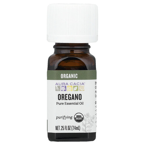 Aura Cacia, Pure etherische olie, biologische oregano, 0,25 fl oz (7,4 ml)