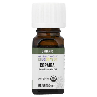 Aura Cacia, 全精油，有机苦配巴，0.25 液量盎司（7.4 毫升）