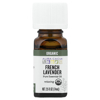 Aura Cacia, Aceite esencial puro, Lavanda francesa orgánica, 7,4 ml (0,25 oz. líq.)