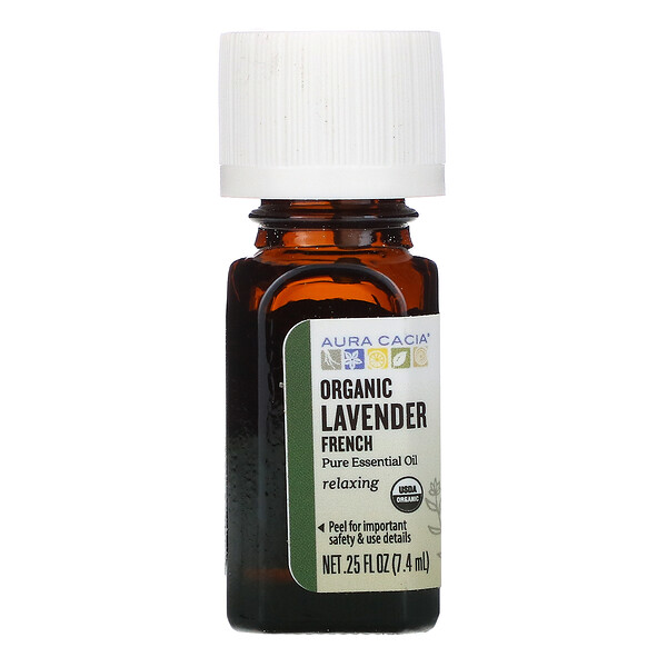 Pure Essential Oil, Organic French Lavender, 0.25 fl oz (7.4 ml)