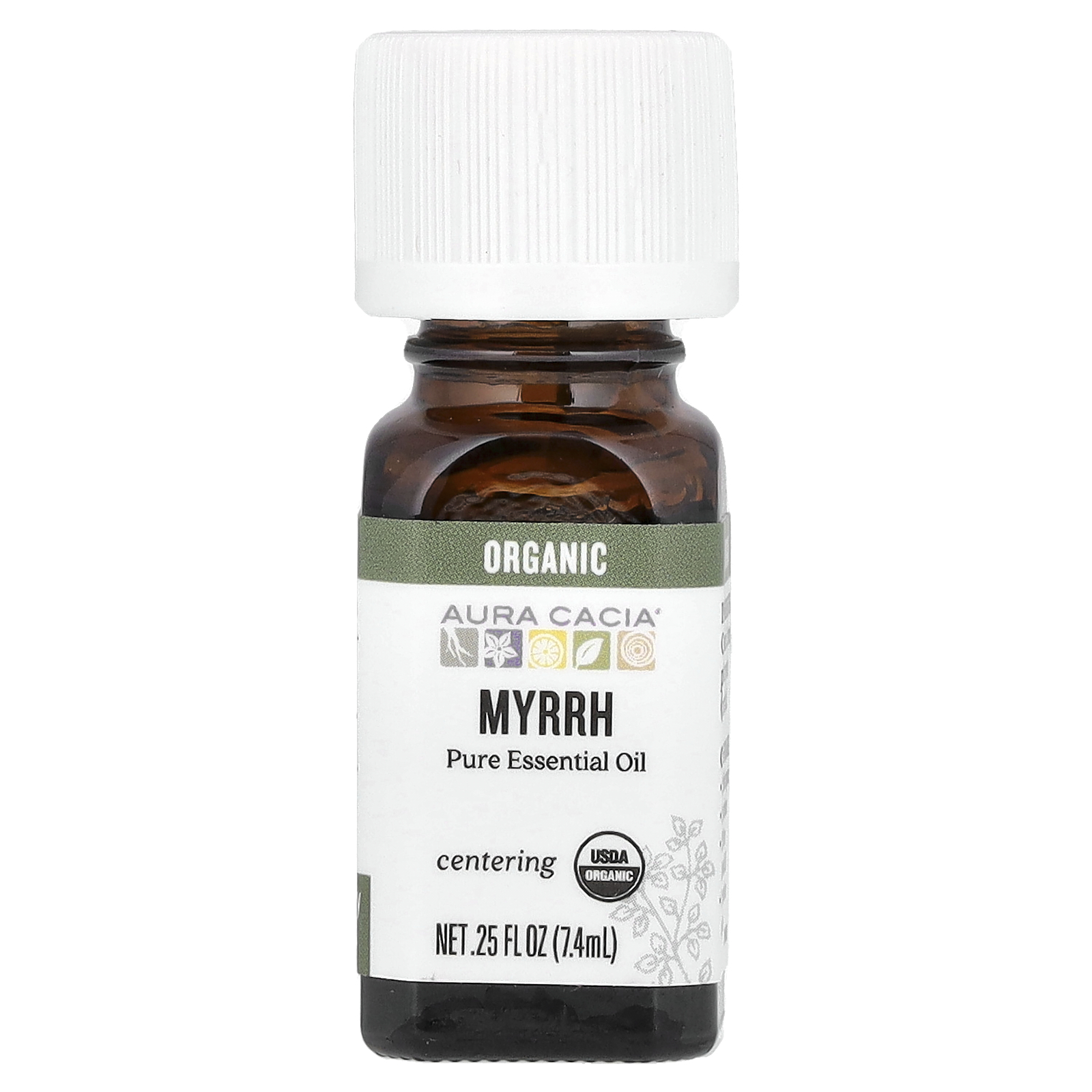 Aura Cacia (아우라 카시아), 퓨어 에센셜 오일, 유기농 몰약, 7.4ml(0.25fl oz)