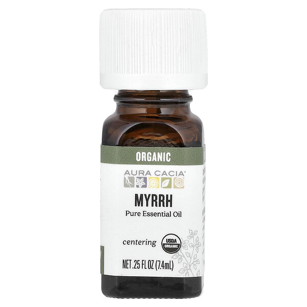 Aura Cacia Pure Essential Oil, Organic Myrrh, 0.25 fl oz (7.4 ml)