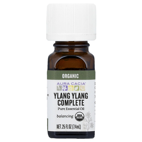 Aura Cacia, Pure Essential Oil, Organic Ylang Ylang Complete, 0.25 fl oz (7.4 ml)