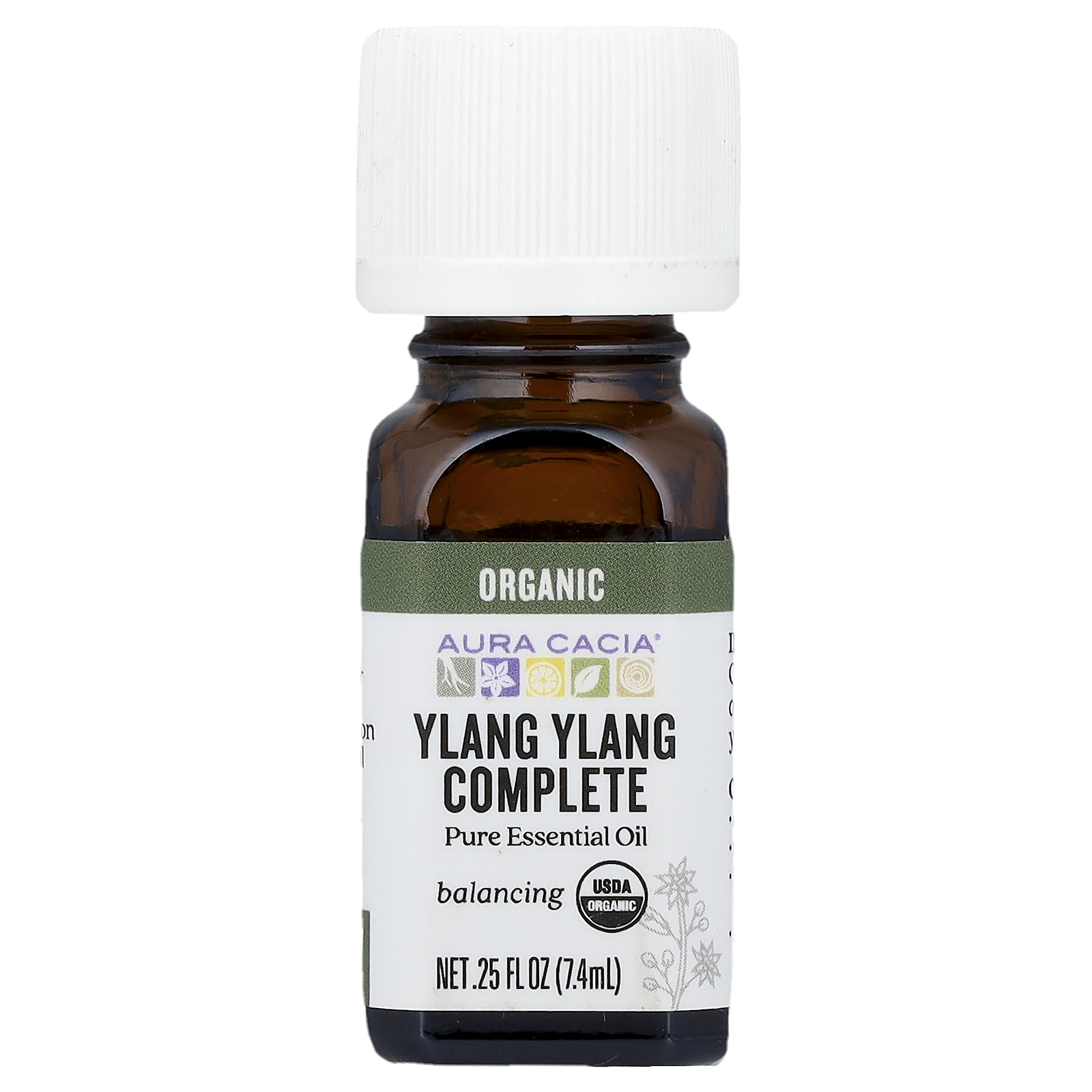 Aura Cacia (아우라 카시아), 퓨어 에센셜 오일, 유기농 일랑일랑 컴플리트, 7.4ml(0.25fl oz)