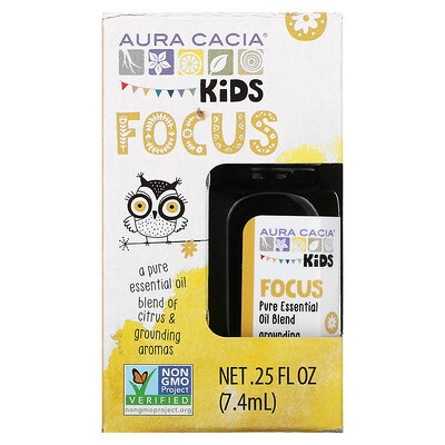 Aura Cacia Kids, Pure Essential Oil Blend, Focus, 0.25 fl oz (7.4 ml)