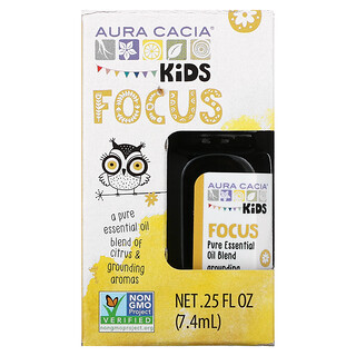 Aura Cacia, 儿童，全精油混合配方，专注力，0.25 液量盎司（7.4 毫升）