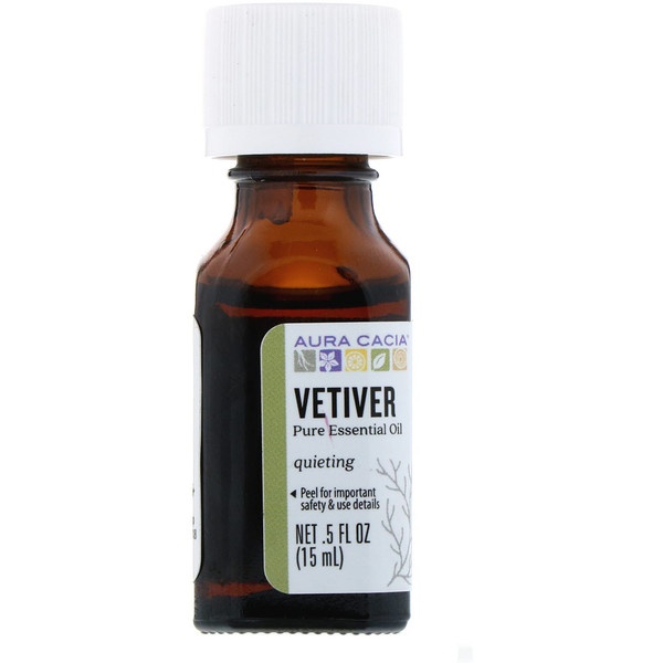 Aura Cacia, Pure Essential Oil, Vetiver, .5 fl oz (15 ml)