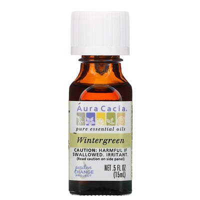 

Aura Cacia 100%-ное чистое эфирное масло, винтергрен, 0,5 ж. унц. (15 мл)