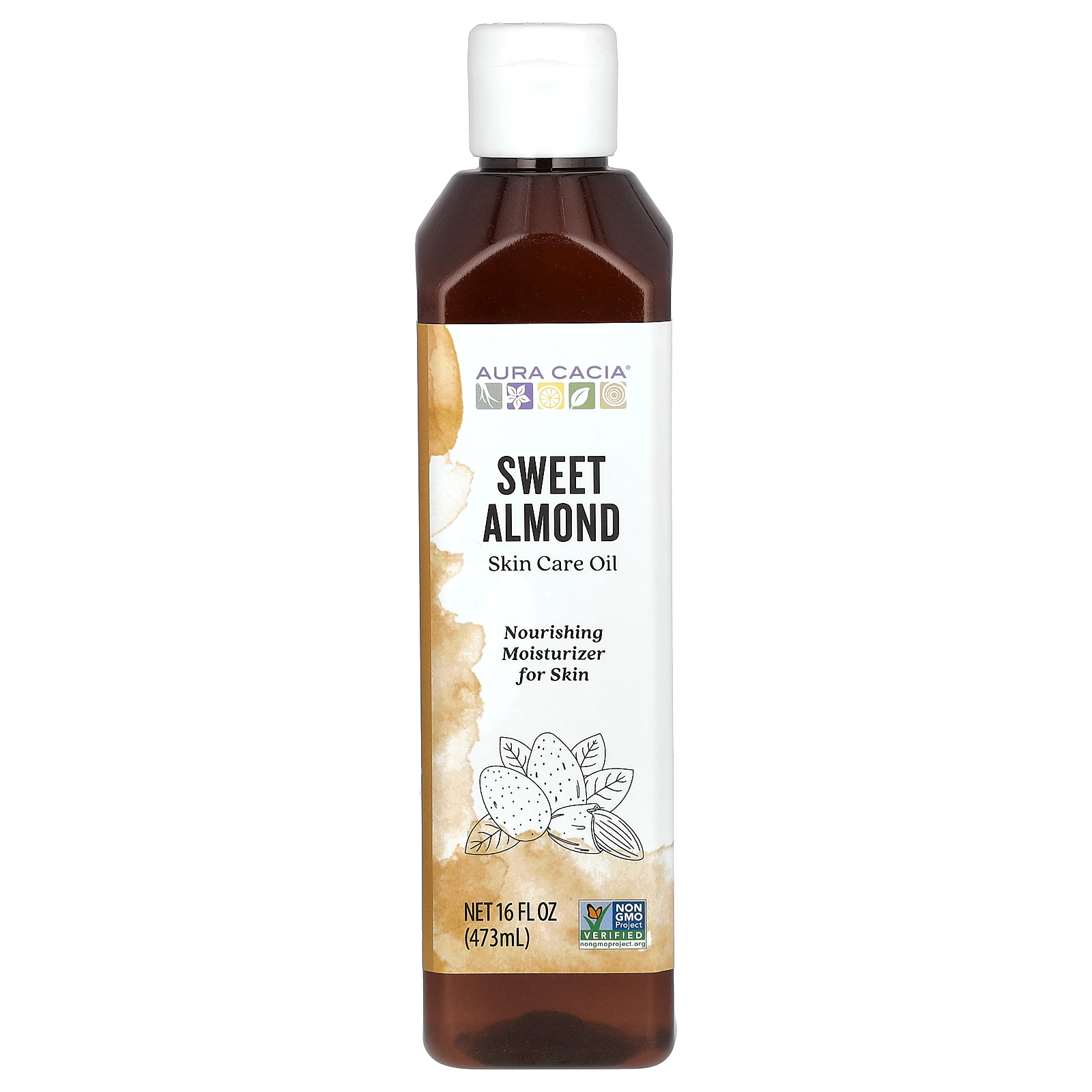 Aura Cacia (아우라 카시아), 스킨케어 오일, 스위트 아몬드 향, 473ml(16fl oz)