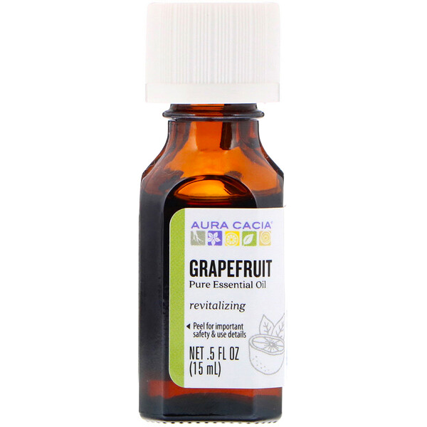 Aura Cacia‏, 100% Pure Essential Oil, Grapefruit, 0.5 fl oz (15 ml)