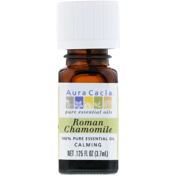 Aura Cacia, 100% Pure Essential Oil, Roman Chamomile, .125 fl oz (3.7 ml)