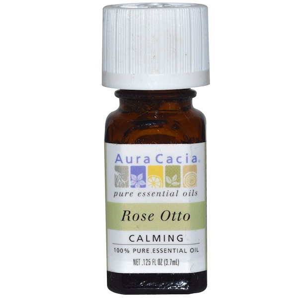 Aura Cacia 100 純エッセンシャルオイル ローズオットー 0 125 液量オンス 3 7 Ml Iherb
