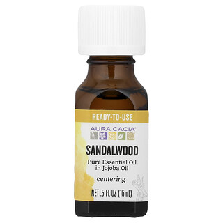 Aura Cacia, Pure Essential Oil in Jojoba Oil, Sandalwood, 0.5 fl oz (15 ml)
