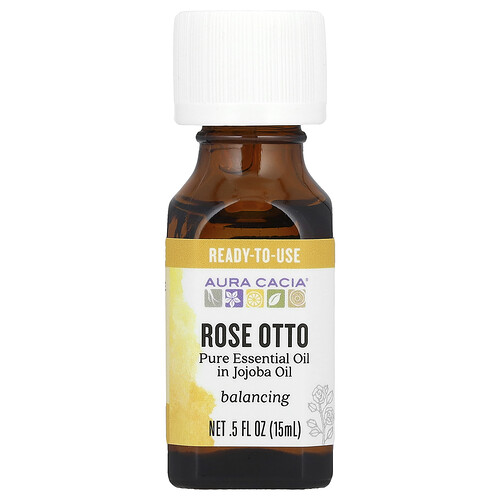 Aura Cacia Pure Essential Oil in Jojoba Oil, Rose Otto , 0.5 fl oz (15 ml)