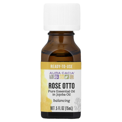 Aura Cacia, Pure Essential Oil in Jojoba Oil, Rose Otto, 0.5 fl oz (15 ml)