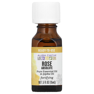 Aura Cacia, 全精油，载于荷荷巴油中，玫瑰全油，0.5 液量盎司（15 毫升）