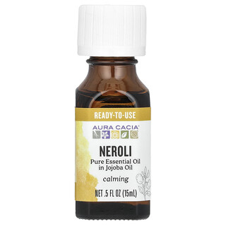Aura Cacia, Aceite esencial puro en forma de aceite de jojoba, Neroli, 15 ml (0,5 oz. líq.)