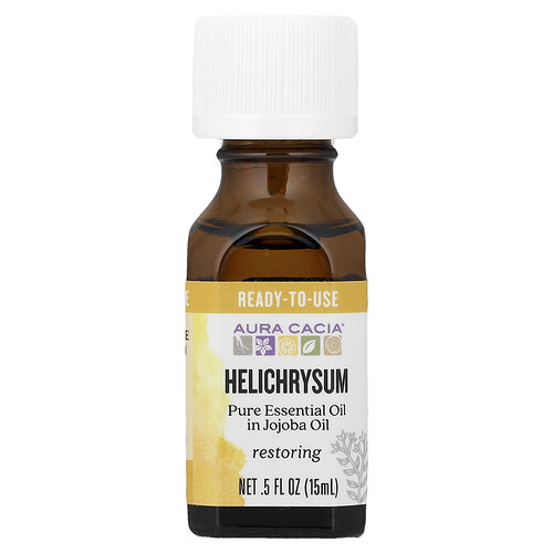 Aura Cacia, Aceite esencial puro en aceite de jojoba, Helicriso, 15 ml (0,5 oz. líq.)