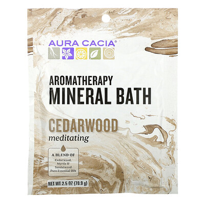 Aura Cacia Ароматерапевтическое средство для ванны с минералами, медитативный кедр, 2,5 унций (70,9 г)