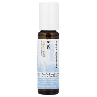 Aura Cacia, Roll-on med eterisk oljeblanding, kjølende, peppermynte, 9,2 ml