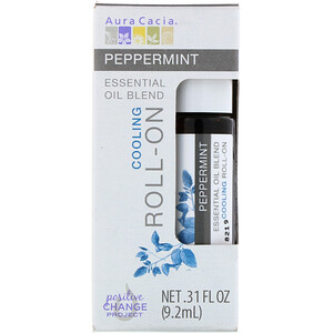 Отзывы о Аура Кация, Essential Oil Blend, Cooling Roll-On, Peppermint, .31 fl oz (9.2 ml)