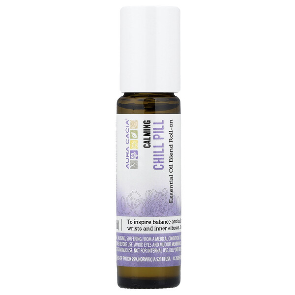 Aura Cacia Essential Oil Blend, Roll-On, Chill Pill, 0.31 fl oz (9.2 ml)