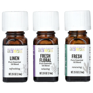Aura Cacia, Fresh Home, Pure Essentiële Oliemengsels, 3 Flessen, 0,25 fl oz (7,4 ml) per stuk