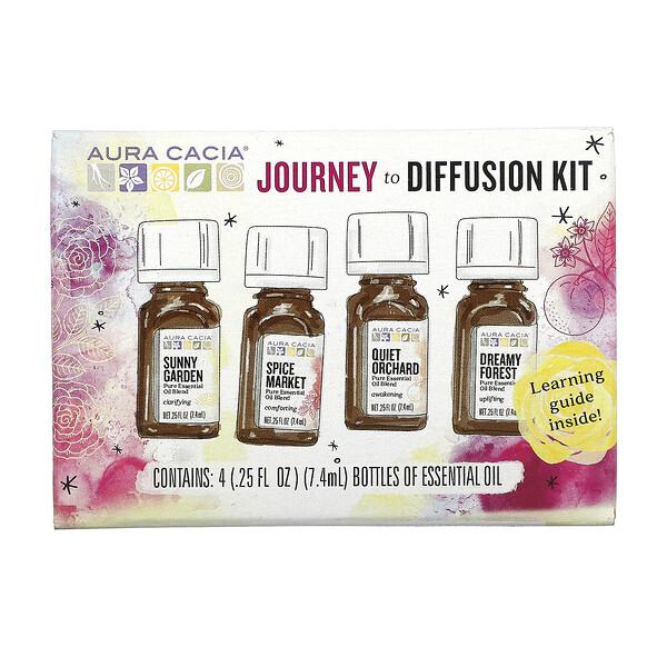 Journey To Diffusion Kit, Essential Oils, 4 Bottles, 0.25 fl oz (7.4 ml) Each