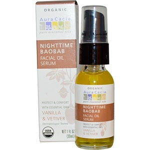 Аура Кация, Nighttime Baobab Facial Oil Serum, Vanilla & Vetiver, 1 fl oz (30 ml) отзывы