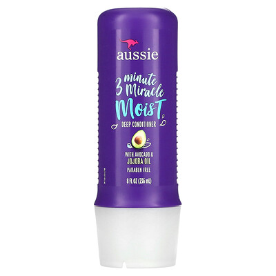 Aussie, 3 Minute Miracle, Moist Deep Conditioner with Avocado & Jojoba Oil, 8 fl oz (236 ml)
