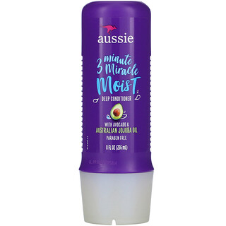 Aussie, 3 分鐘奇跡，保濕深層護髮素，含鱷梨和澳大利亞荷荷巴油，8 液量盎司（236 毫升）
