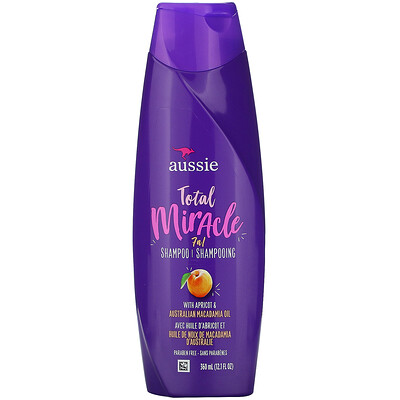 Aussie Total Miracle, 7 n 1 Shampoo, Apricot & Australian Macadamia Oil, 12.1 fl oz (360 ml)
