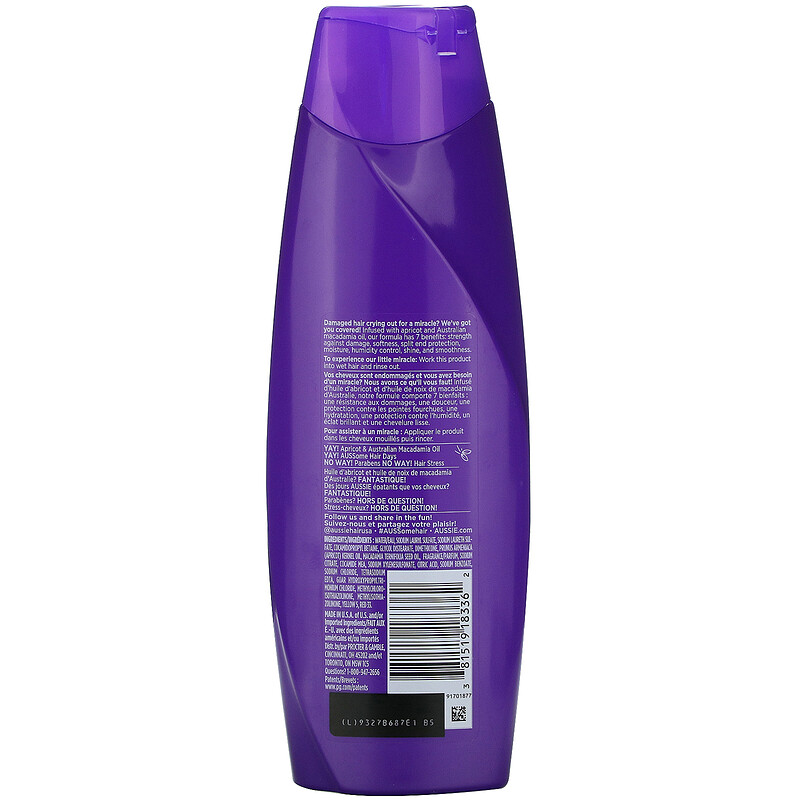 Aussie, Total Miracle, 7 n 1 Shampoo, Apricot & Australian Macadamia