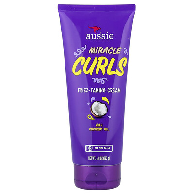 Aussie, Miracle Curls, Crema para controlar el frizz con aceite de coco, 193 g (6,8 oz)
