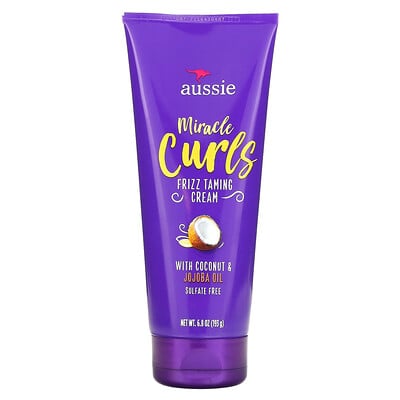 Aussie Miracle Curls Frizz Taming Cream with Coconut & Jojoba Oil 6.8 oz (193 g)