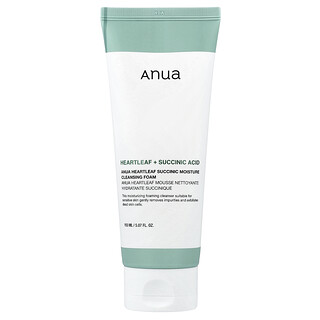 Anua, Heartleaf Succinic, Espuma humectante y limpiadora, Succínico, 150 ml (5,07 oz. líq.)