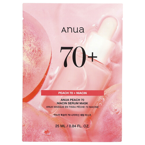 Anua Peach 70 Niacin Serum Beauty Mask, 1 Sheet, 0.84 fl oz (25 ml)