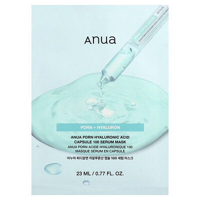 Anua, PDRN, Sérum y mascarilla de belleza con ácido hialurónico en cápsulas 100, 1 mascarilla, 23 ml (0,77 oz. líq.)