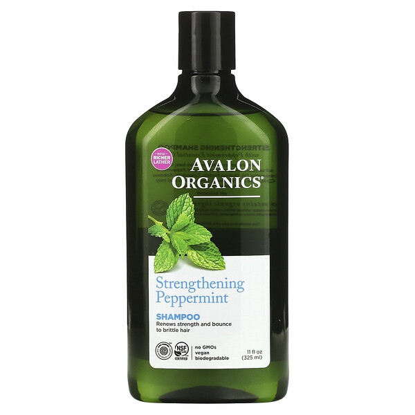 Avalon Organics‏, Shampoo, Strengthening, Peppermint, 11 fl oz (325 ml)
