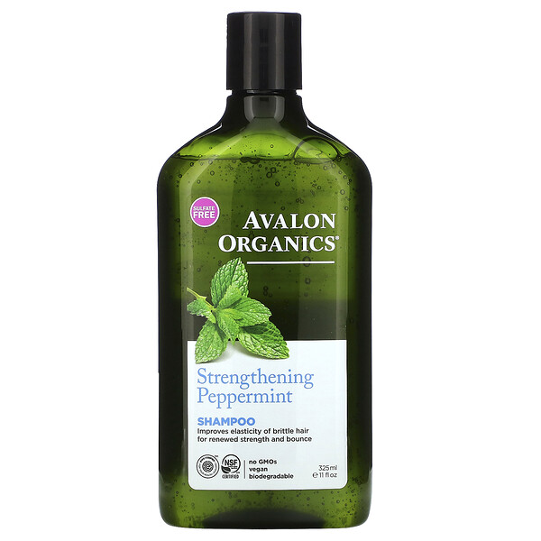 Avalon Organics‏, شامبو، مقوي، بالنعناع، 11 أونصة سائلة (325 مل)