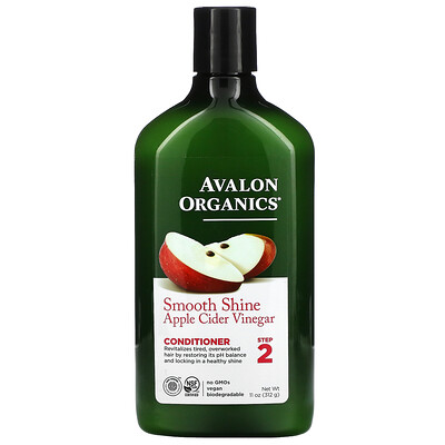 Avalon Organics Кондиционер, для гладкого блеска, шаг 2, яблочный уксус, 312 г (11 унций)