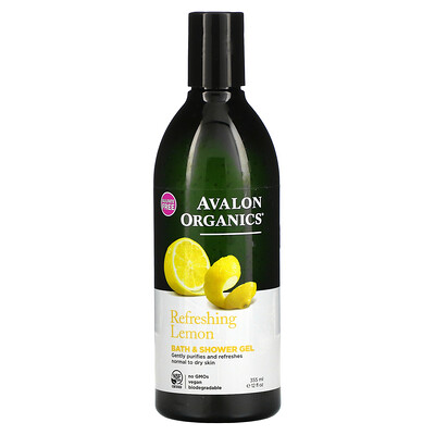 Avalon Organics Bath & Shower Gel Refreshing Lemon 12 fl oz (355 ml)